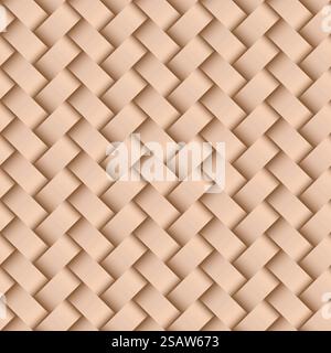 Texture of beige leather weaving seamless pattern. Vector background.. Texture of beige leather weaving seamless pattern Stock Vector