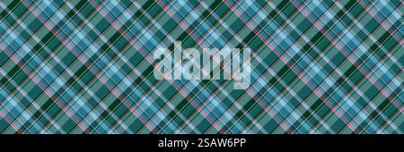 Selection fabric vector seamless, skill textile tartan plaid. Couch background pattern texture check in cyan and teal color. Stock Vector