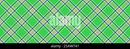 List tartan pattern seamless, art plaid vector texture. Stripe check fabric textile background in green and light color. Stock Vector