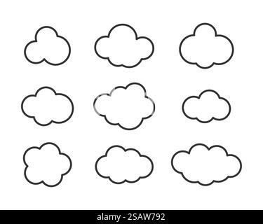 Sky clouds vector silhouette. Cloud icon set. Stock Vector