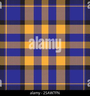 Pixel background vector design. Modern seamless pattern plaid. Square texture fabric. Tartan scottish textile. Beauty color madras ornament. Stock Vector