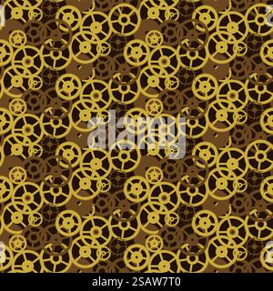 Vintage vector background old gears mechanism seamless pattern. Vintage background old gears mechanism seamless pattern Stock Vector