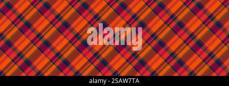 Large pattern texture fabric, display vector background check. Newborn tartan seamless textile plaid in red and pink color. Stock Vector