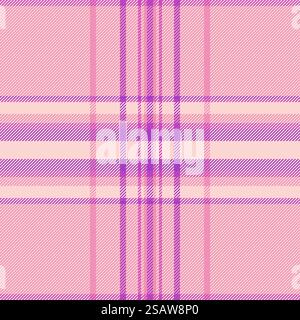Vector texture plaid of fabric pattern background with a seamless check tartan textile in light and pink colors. Stock Vector