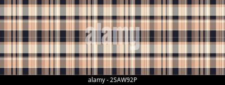 Cute vector plaid check, tablecloth textile tartan seamless. Pyjamas background pattern texture fabric in orange and dark color. Stock Vector