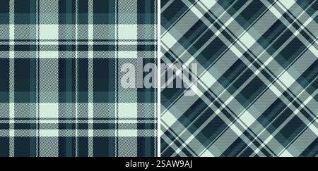 Check texture vector of tartan seamless fabric with a textile pattern plaid background. Set in sea colours for school uniform trends. Stock Vector