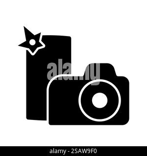 Camera and smartphone photo sign silhouette. Vector illustration.. Camera and smartphone photo sign silhouette Stock Vector