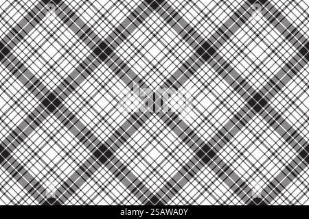 Check diagonal texture plaid black white seamless pattern. Vector ...