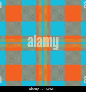 Pixel background vector design. Modern seamless pattern plaid. Square texture fabric. Tartan scottish textile. Beauty color madras ornament. Stock Vector