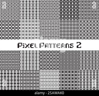 pixel art black and white vector BW background with random chaotic ...