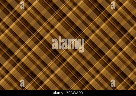 Kid check seamless tartan, square pattern plaid background. Desert vector fabric textile texture in orange and dark color. Stock Vector