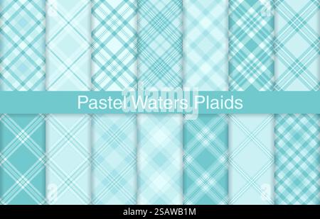 Pastel plaid collection, textile design, checkered fabric pattern for shirt, dress, suit, wrapping paper print, invitation and gift card.. Pastel plaid bundles, textile design, checkered fabric pattern for shirt, dress, suit, wrapping paper print, invitation and gift card. Stock Vector