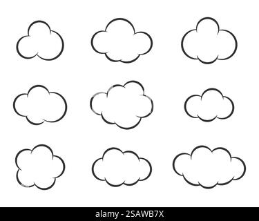 Sky clouds vector silhouette. Cloud icon set. Stock Vector