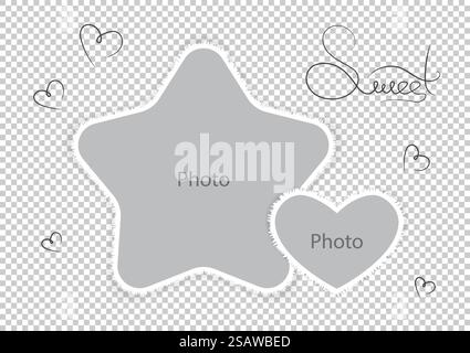 Kids photo frames template amazing montages favorite photos. Vector illustration. Stock Vector