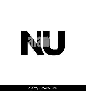 Trendy letter N and U, NU logo design template. Minimal monogram initial based logotype for company identity. Stock Vector