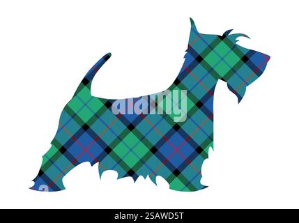 Scotch terrier tartan national pattern flower of scotland. Vector illustration.. Scotch terrier tartan national pattern flower of scotland Stock Vector