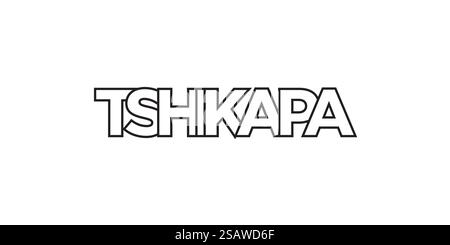 Tshikapa in the Congo emblem for print and web. Design features geometric style, vector illustration with bold typography in modern font. Graphic slogan lettering isolated on white background. Stock Vector