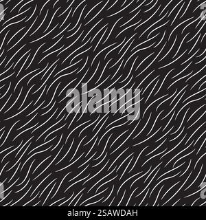Fur texture wild animal skin black white seamless pattern. Vector illustration.. Fur texture wild animal skin black white seamless pattern Stock Vector