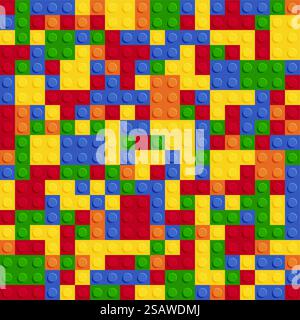 Color plastic construction block plate seamless pattern flat design vector Stock Vector