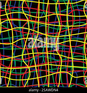 Intricate colored wires abstract seamless pattern. Vector illustration.. Intricate colored wires abstract seamless pattern Stock Vector