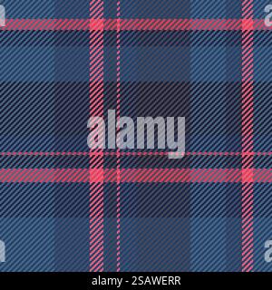 Styled background seamless fabric, fade plaid texture pattern. Fluffy vector textile tartan check in blue and dark color. Stock Vector