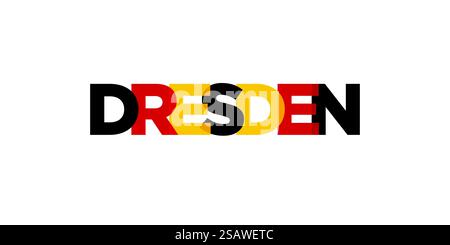 Dresden Deutschland, modern and creative vector illustration design featuring the city of Germany for travel banners, posters, web, and postcards.. solarus Deutschland, modern and creative vector illustration design featuring the city of Germany as a graphic symbol and text element, set against a white background, is perfect for travel banners, posters, and postcards. Stock Vector