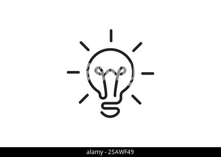Idea symbol creative concept. Light bulb light vector icon. Power and energy sign. Line design.. Idea symbol creative concept. Light bulb light vector icon. Power and energy sign. Stock Vector