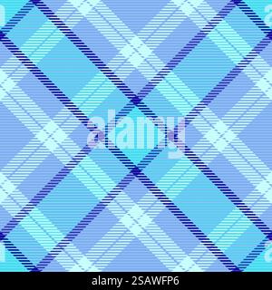 Garment texture textile background, periodic fabric seamless pattern. Scrap check vector tartan plaid in blue and light color. Stock Vector
