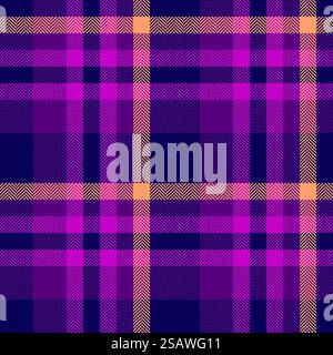 Knot plaid textile tartan, handkerchief pattern background check. Cloth seamless texture vector fabric in purple and indigo colors. Stock Vector