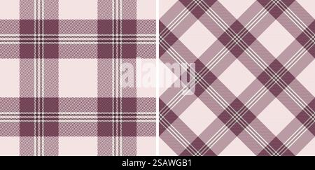 Tartan fabric pattern of textile background vector with a plaid check seamless texture. Set in fashionable colours. Herringbone patterns in fashion and design. Stock Vector