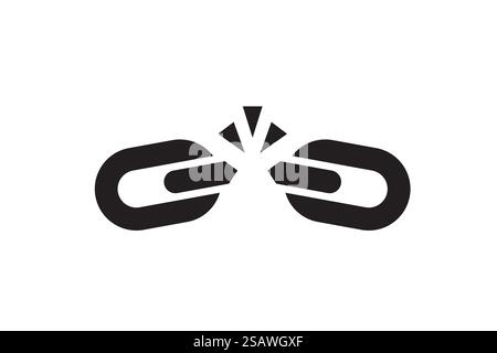 Broken chain as a symbol of freedom from slavery. Link damage vector illustration.. Broken chain as a symbol of freedom from slavery. Link damage. Stock Vector