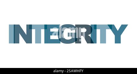 Integrity management business card text. Modern lettering poster. Color word art slogan icon. Phrases vector print design elements. Stock Vector