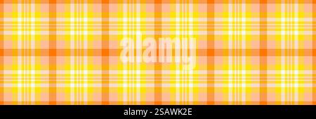 Tablecloth seamless check tartan, birthday card background texture fabric. Oilcloth plaid vector textile pattern in orange and radioactive color. Stock Vector