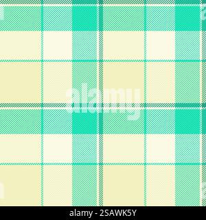 Textile plaid vector of check pattern texture with a seamless fabric background tartan in light and teal colors. Stock Vector