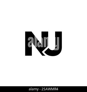 Trendy letter N and J, NJ logo design template. Minimal monogram initial based logotype for company identity. Stock Vector