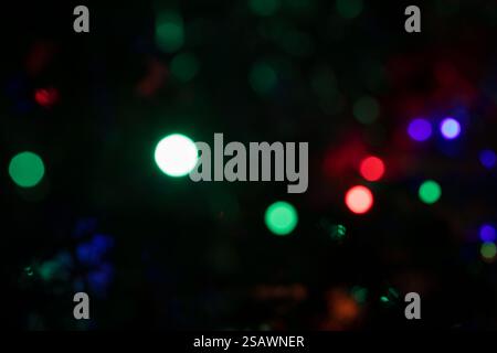 Out of focus lights on black background Stock Photo