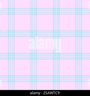 Feminine background check vector, messy pattern texture plaid. Layer tartan seamless fabric textile in light and cyan color. Stock Vector