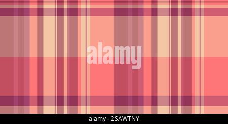 Ornate fabric check plaid, paint texture pattern vector. Wool seamless tartan background textile in red and pink color. Stock Vector