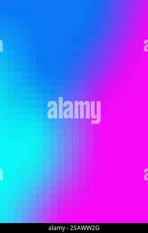 Bright gradient pixel background - pink blue shades. mosaic tile. copy space. Colorful gradient squares. Gradient with ombre texture effect. Stock Photo