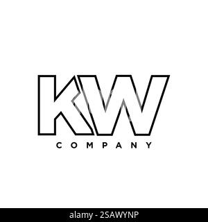 Trendy letter K and W, KW logo design template. Minimal monogram initial based logotype for company identity. Stock Vector