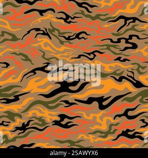 vector seamless fire camouflage design Stock Vector