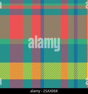 Texture pattern fabric of textile check seamless with a plaid background vector tartan in mint and red colors.. Texture pattern fabric of textile check seamless with a plaid background vector tartan. Stock Vector