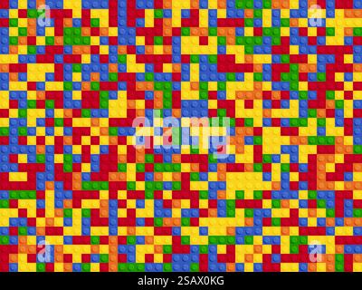 Plastic constructor seamless pattern. Color abstract background blocks plate flat design. Stock Vector