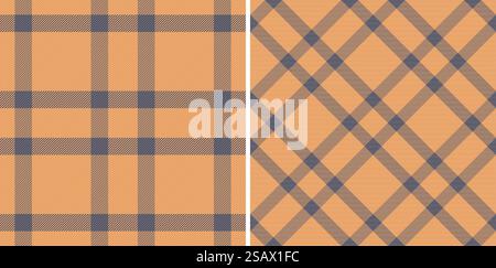 Fabric texture check of vector plaid tartan with a background seamless pattern textile. Set in fall colors for fashion trends for every season and holiday. Stock Vector