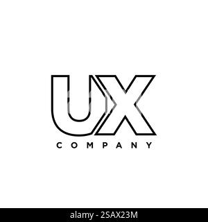 Trendy letter U and X, UX logo design template. Minimal monogram initial based logotype for company identity. Stock Vector