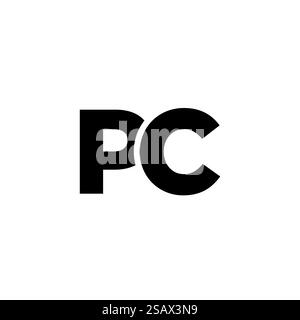 Trendy letter P and C, PC logo design template. Minimal monogram initial based logotype for company identity. Stock Vector