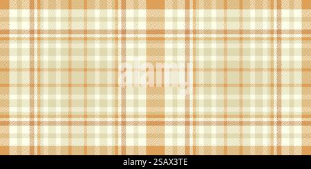 Printing plaid check vector, greeting card textile seamless texture. Multicolored tartan background fabric pattern in light and orange color. Stock Vector