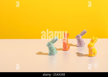 Playful Easter Rabbits on Bright Background Stock Photo