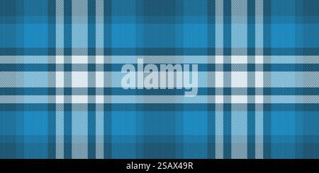 Italian textile tartan plaid, machinery seamless pattern background. Indoor fabric texture check vector in cyan and white colors. Stock Vector