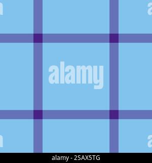 Dye plaid background fabric, english seamless texture check. Scratched tartan textile vector pattern in cyan and blue color. Stock Vector